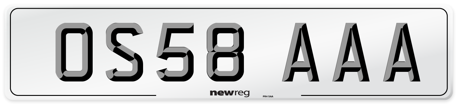 OS58 AAA Number Plate from New Reg